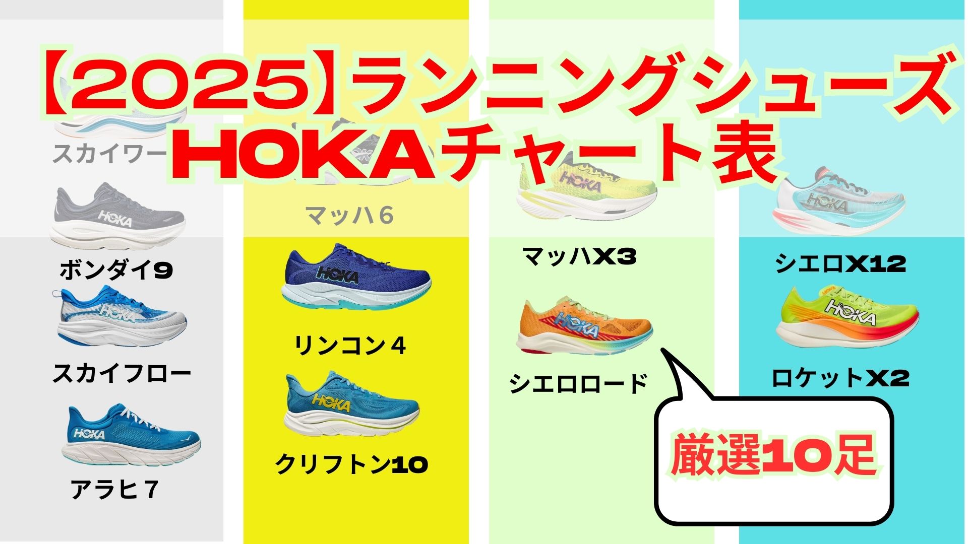 図解あり】hokaランニングシューズ2025年版チャート！完全ガイド！厳選11足を紹介！ - 子育てランランらんにんぐ
