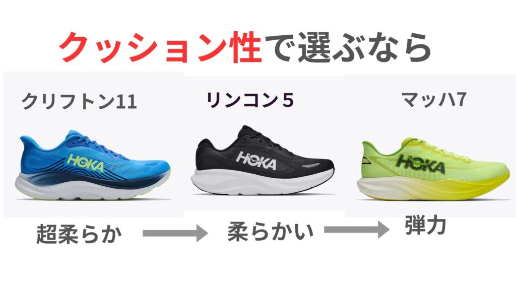 リンコン５とマッハ7とクリフトン11のクッション性で選ぶなら
